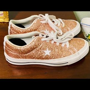 Converse all star glitter pink athletic shoes